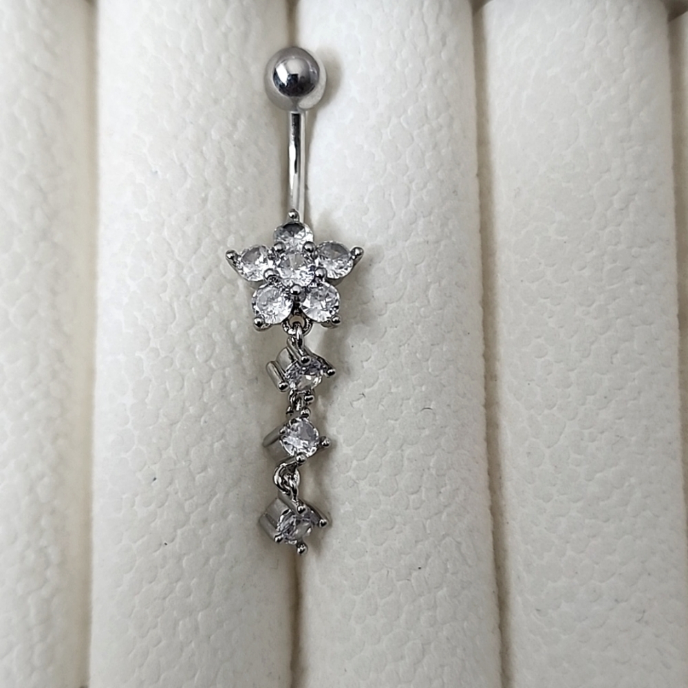 FLOWER Crystal BELLY BUTTON RING Multi GEMS